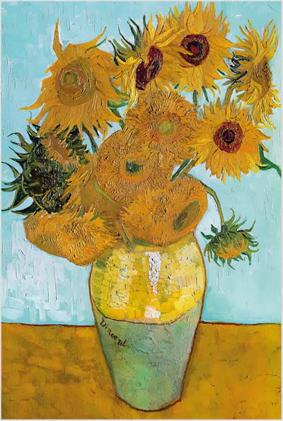 Akustikbild-Motiv Zwölf Sonnenblumen in einer Vase