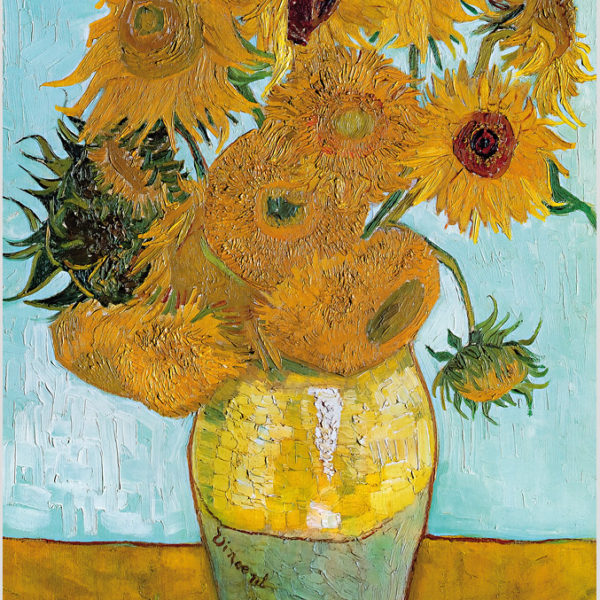 Akustikbild-Motiv "Zwölf Sonnenblumen in einer Vase"