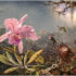 Akustikbild von Martin Johnson Heade - Cattleya Orchidee und drei Kolibris-100x67