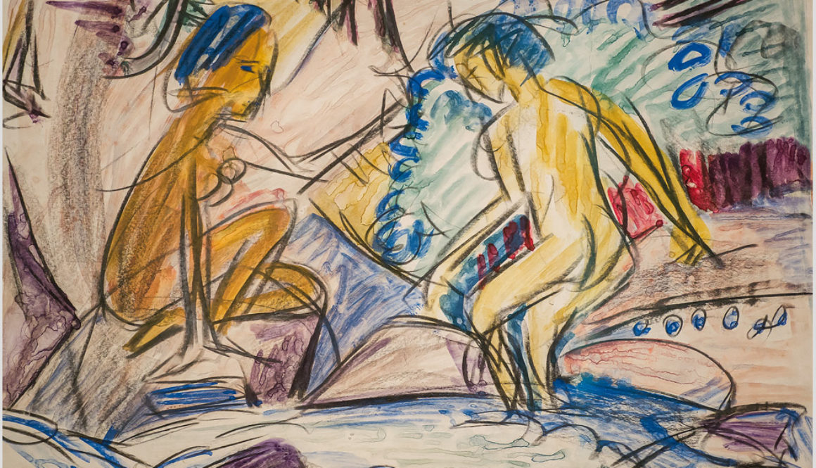 Akustikbild von Ernst Ludwig Kirchner - Zwei Badende in einem Gebirgsbach